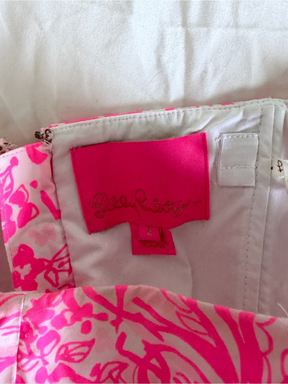 Lilly Pulitzer Hot Pink and White Floral Strapless Fit-and-Flare Dress - Picture 3 of 3